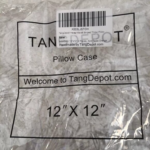 TangDepot Hevey Velvet Striped Pillow Case Only (12” X 12”) 2 Pcs Orange - Picture 4 of 4